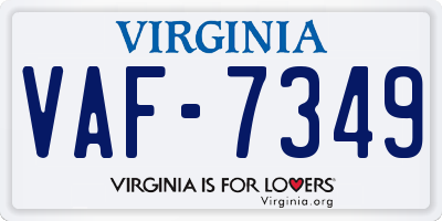 VA license plate VAF7349