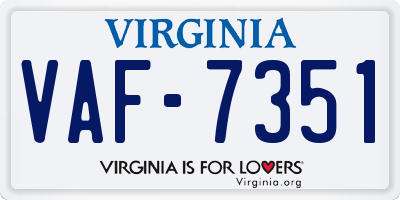 VA license plate VAF7351