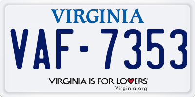VA license plate VAF7353