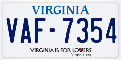 VA license plate VAF7354