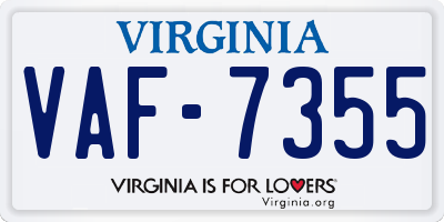 VA license plate VAF7355