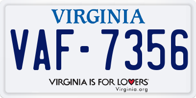 VA license plate VAF7356