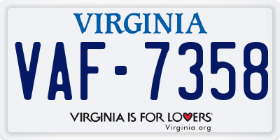 VA license plate VAF7358
