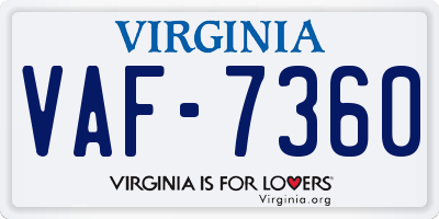 VA license plate VAF7360