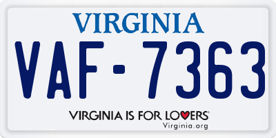 VA license plate VAF7363