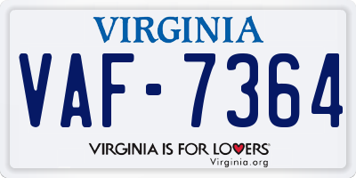 VA license plate VAF7364