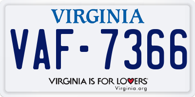 VA license plate VAF7366