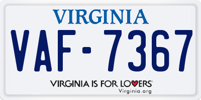 VA license plate VAF7367