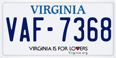 VA license plate VAF7368