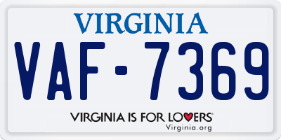 VA license plate VAF7369