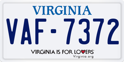 VA license plate VAF7372
