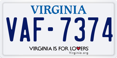 VA license plate VAF7374