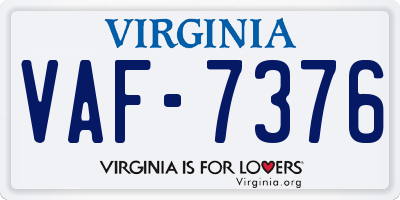VA license plate VAF7376
