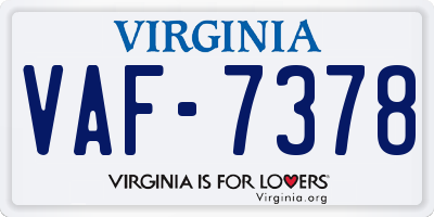 VA license plate VAF7378