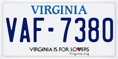 VA license plate VAF7380