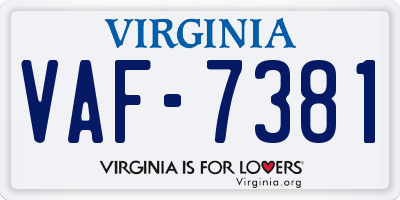 VA license plate VAF7381