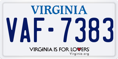 VA license plate VAF7383