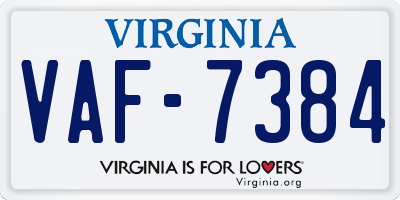 VA license plate VAF7384