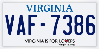 VA license plate VAF7386