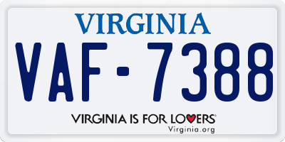 VA license plate VAF7388