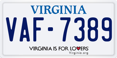 VA license plate VAF7389