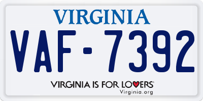 VA license plate VAF7392