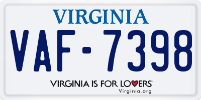 VA license plate VAF7398