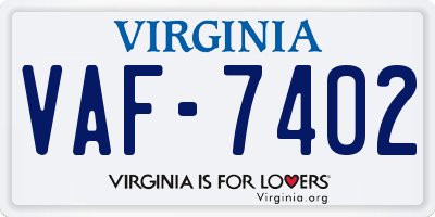 VA license plate VAF7402