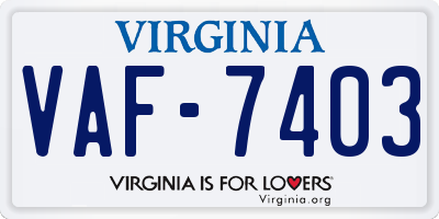 VA license plate VAF7403