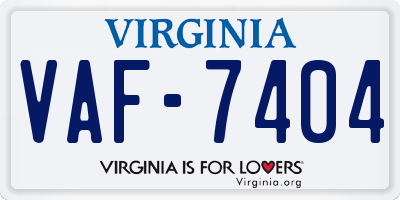 VA license plate VAF7404