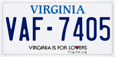 VA license plate VAF7405