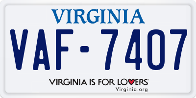VA license plate VAF7407