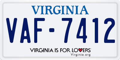 VA license plate VAF7412