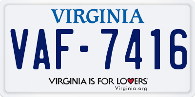 VA license plate VAF7416