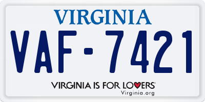 VA license plate VAF7421