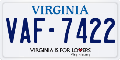 VA license plate VAF7422