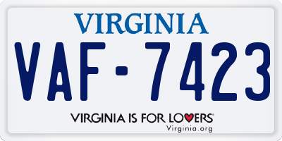 VA license plate VAF7423