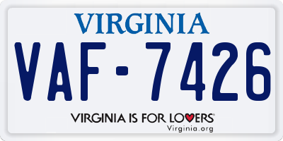 VA license plate VAF7426