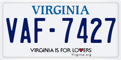 VA license plate VAF7427