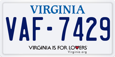 VA license plate VAF7429
