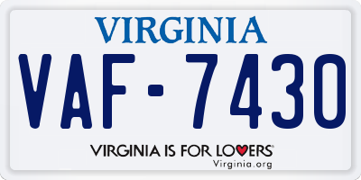 VA license plate VAF7430