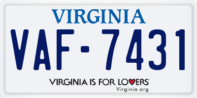 VA license plate VAF7431