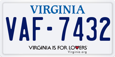 VA license plate VAF7432