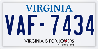 VA license plate VAF7434