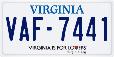VA license plate VAF7441