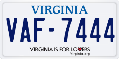 VA license plate VAF7444