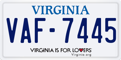 VA license plate VAF7445