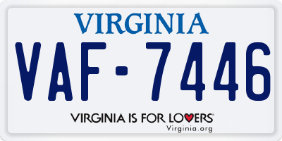 VA license plate VAF7446
