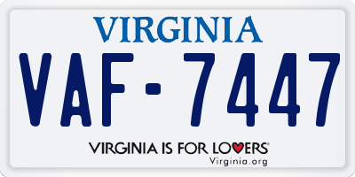 VA license plate VAF7447