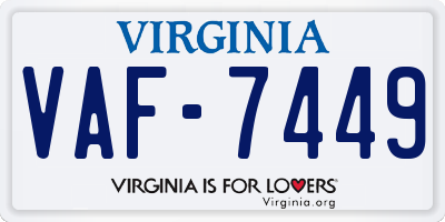 VA license plate VAF7449